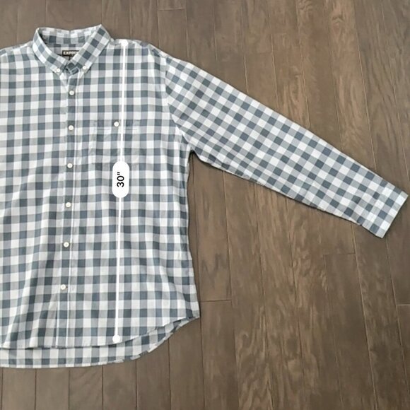 Express Blue Check XXL Shirt  NWT  100% Cotton - Picture 13 of 13